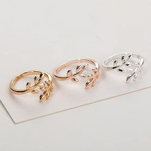 Load image into Gallery viewer, Skhek Leaf ring silver-plated jewelry women&#39;s jewelry opening adjustable tail finger ring