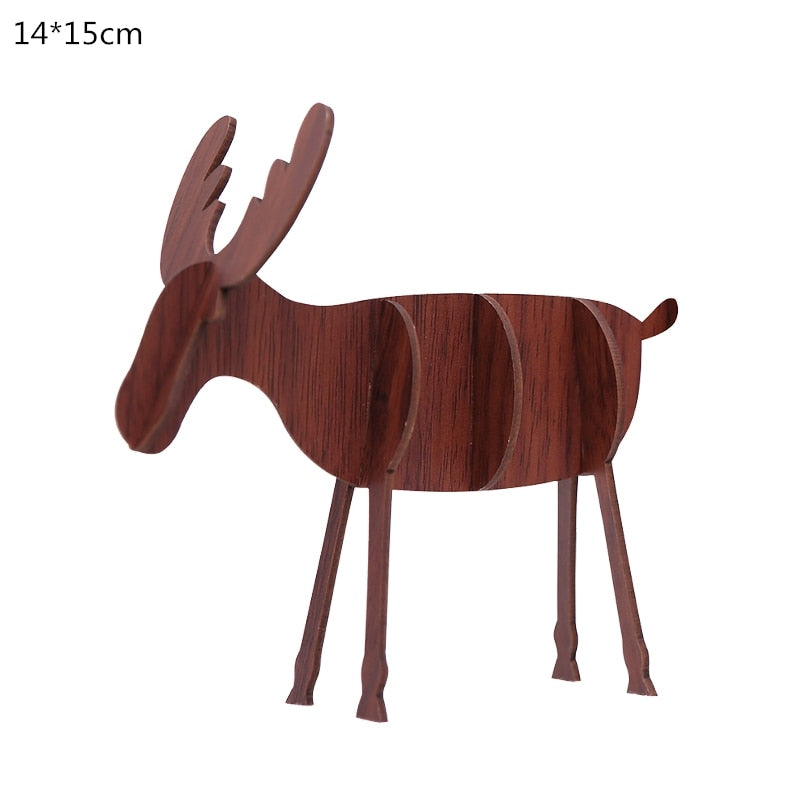 Wooden Reindeer Christmas Decoration DIY Wood Crafts Xmas Ornaments for Christmas Party Home Table Decorations New Year 2020