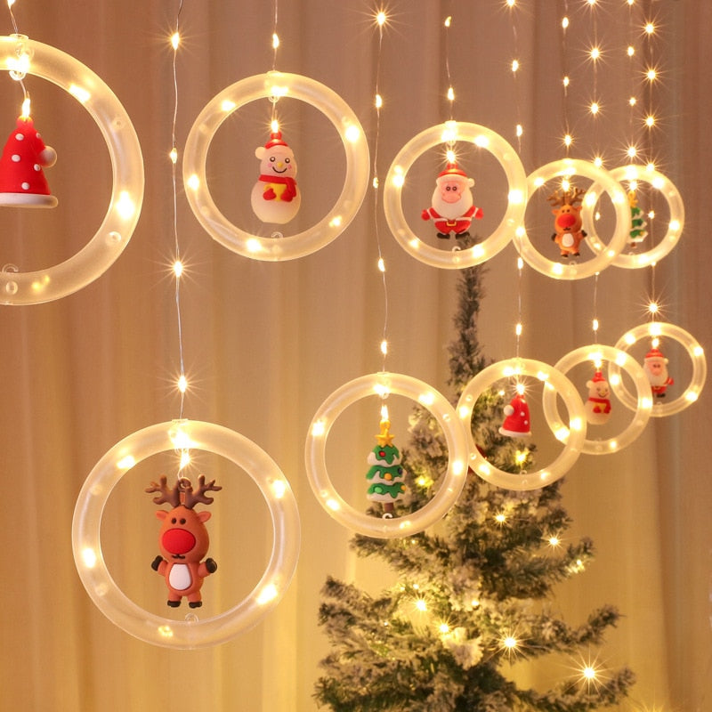 Christmas Room Decoration  Window Stars LED Lights Wishing Ball Icicle String Lights Merry Christmas Decor For Home 2021 Xmas