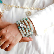 Load image into Gallery viewer, Skhek Womens Bracelets Matte Frosted Amazonite Lotus Charm Yoga Bracelet 108 Mala Necklace For Teen Girls