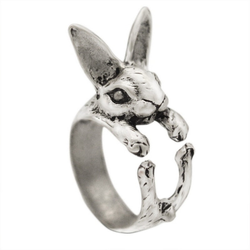Skhek Vintage Chic Rabbit Animal Knuckle Rings for Women Girls Charm Gothic Punk Frog Cat Octopus Opening Finger Rings Fashion Jewelry
