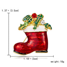 Load image into Gallery viewer, Christmas Gift Rinhoo New 1pcs Enamel Bowknot Crutch Brooch Christmas Rhinestone Red Hat Sockes Golves Pin Brooches for Women Kids New Year