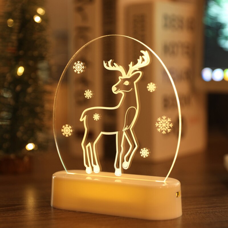 Christmas Gift Christmas Santa Claus Acrylic 3D Night Lamp for Kids Bedroom Decor Nightlight Garland Gift Xmas Desktop decor Night Light