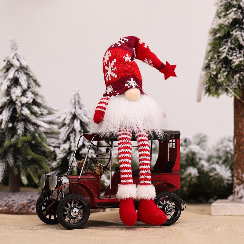 Christmas Gift Christmas Decoration LED Light Santa Claus Faceless Doll Long Legs Xmas Ornaments Kids Gift New Year Home Decor Party Supplies
