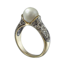 Load image into Gallery viewer, Skhek Fashion Imitation Pearl Ring Jewelry Elegant Vintage Pattern Wedding Ring For Women Accessories Party Women&#39;s Rings