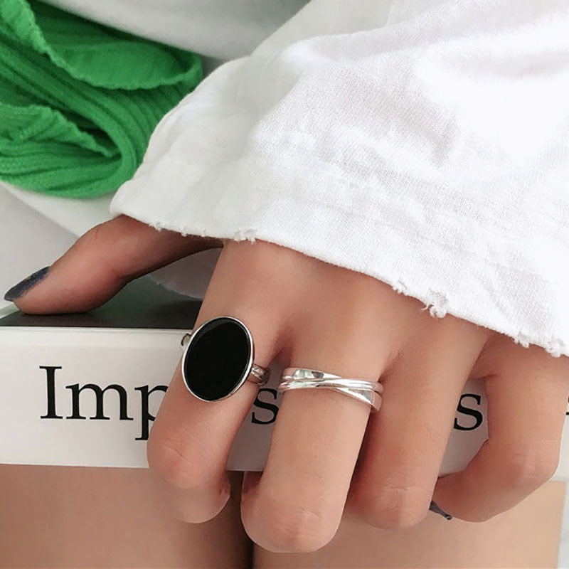 Skhek Minimalist Rings for Women Couples Fashion Creative Cross Geometric Handmade Party Jewelry Gifts