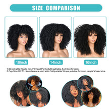 Load image into Gallery viewer, 16&#39;&#39;Short Hair Afro Kinky Curly Wig With Bangs For Black Women Cosplay Lolita Synthetic Natural Glueless Brown Mixed Blonde Wigs