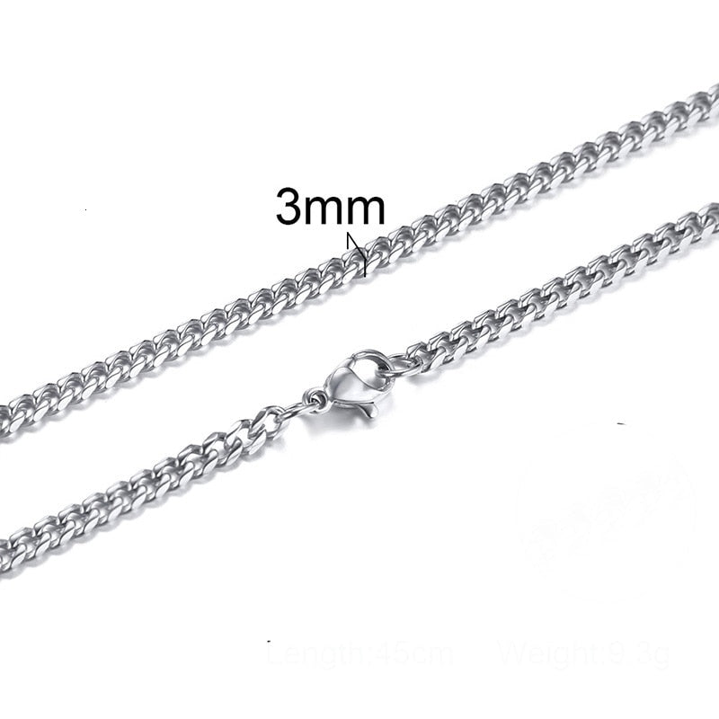 Skhek  CUBAN LINK 3 TO 7 MM  STAINLESS STEEL NECKLACE FOR MEN CHOKER JEWELRY