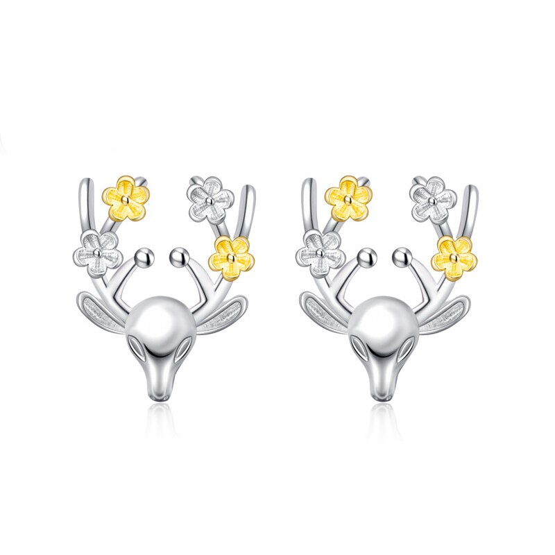 Christmas Gift New Creative Christmas Elk Crystal Deer Stud Earrings For Women Stylish Rhinestone Ear Stud Girls Fashion Jewelry Ornaments