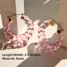 Load image into Gallery viewer, Skhek 2022 New Colorful Transparent Resin Geometric Twist Circle Hoop Earrings Big Round For Women Girls Travel Party Jewelry