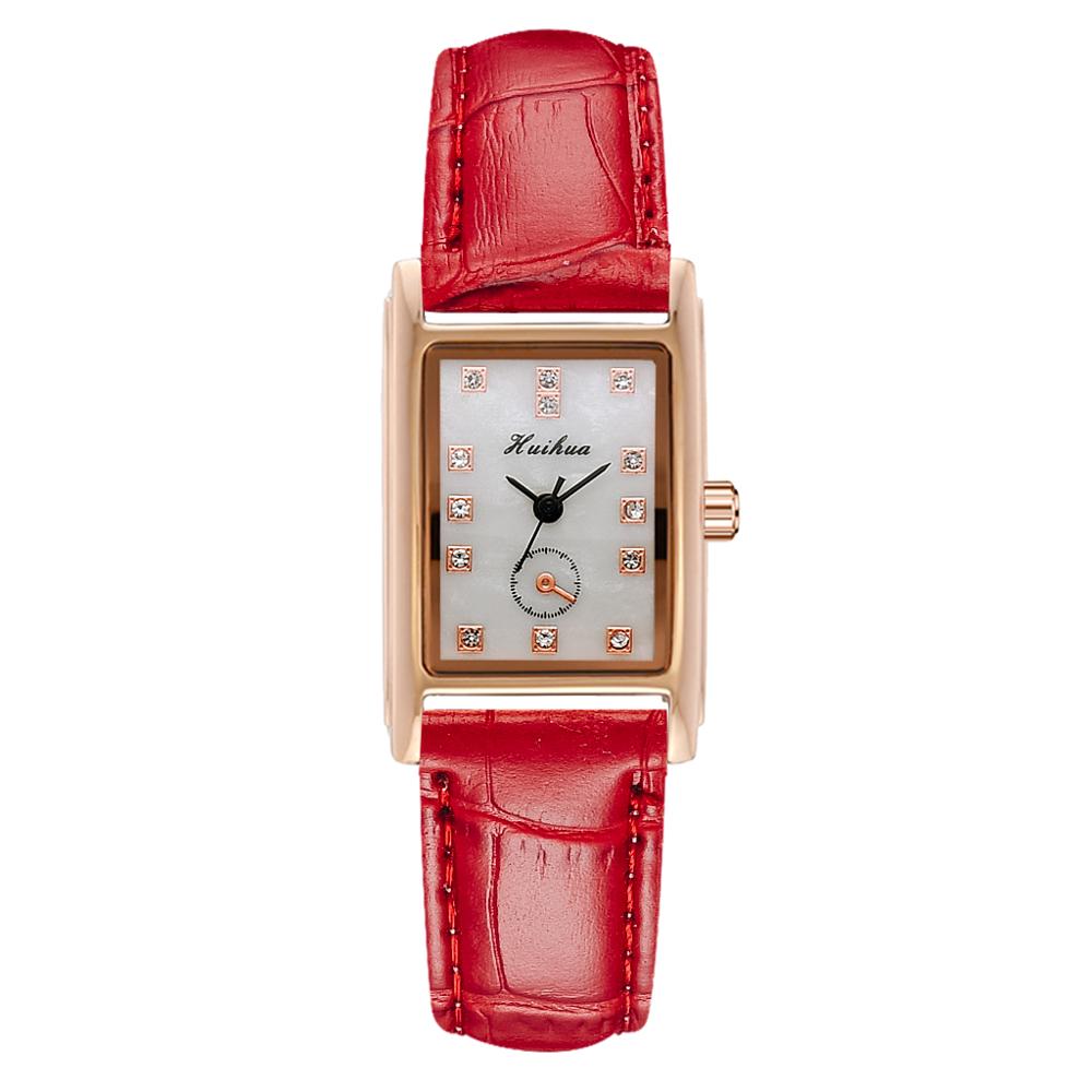 Christmas Gift Simple Watch For Women Bracelet Casual Leather Rectangle Ladies Watches Female Quartz Clock Dress Rhinestone Women Wrist Watch