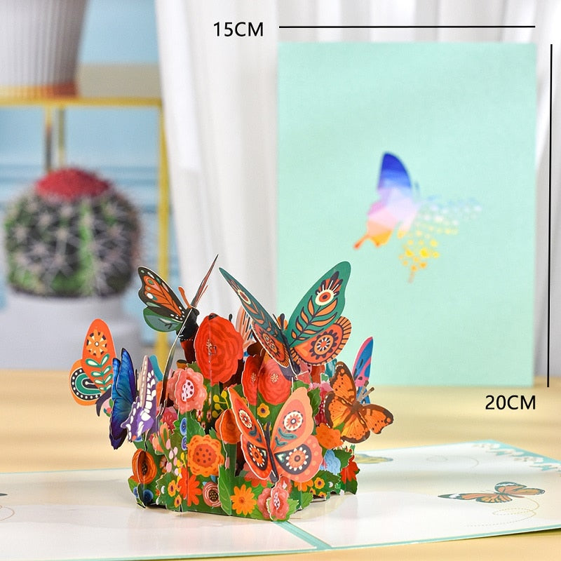 3D Pop Up Butterfly Birthday Cards Mothers Day Anniversary Valentines Day for Kids Women All Occasions Handmade Greeting Card