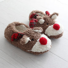 Load image into Gallery viewer, Christmas Elk Cute Girl Autumn and Winter Furry Slippers Bag with Indoor Soft-soled Couple Cotton Shoes