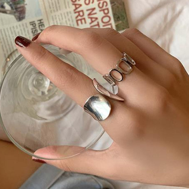 Skhek Minimalist Width Rings for Women New Fashion Creative Hollow Geometric Handmade Party Jewelry Gifts