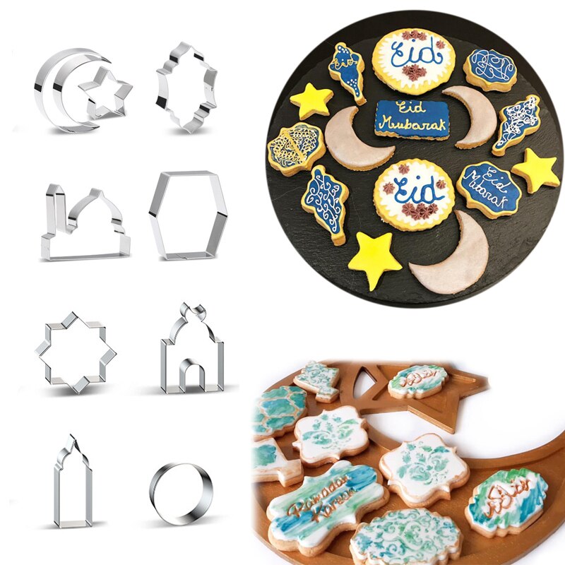 1PC Eid Mubarak Baking Molds Moon Star Church Lantern Cookie Cutters DIY Cake Biscuit Tools Ramadan Kareem Party Home Supplies