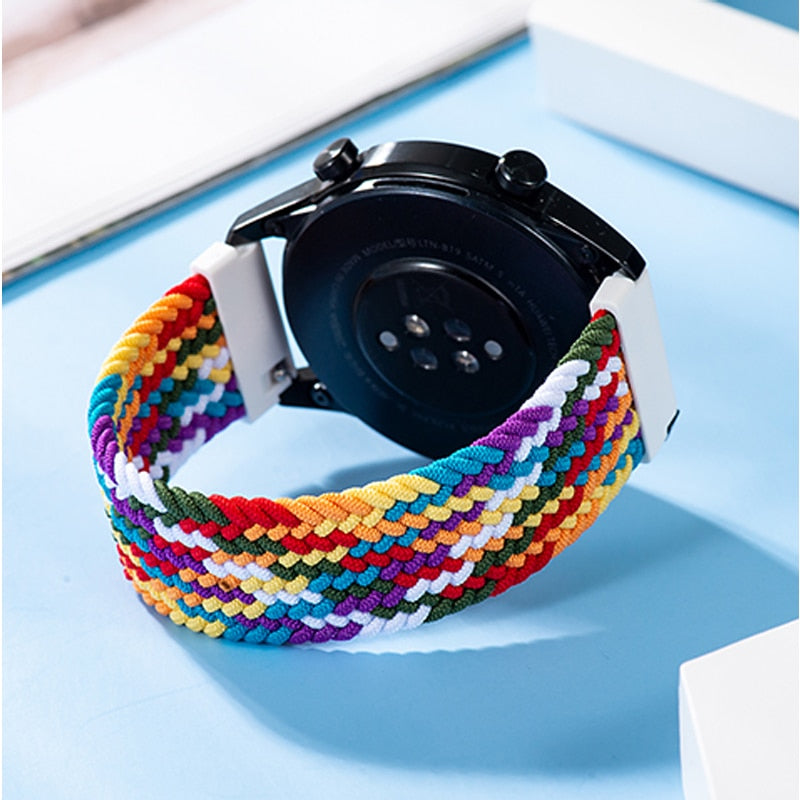 Christmas Gift Braided Solo Loop Strap for Samsung Galaxy watch 4 classic/3/Active 2 nylon band Watchband 20mm 22mm Bracelet Amazfit bip strap