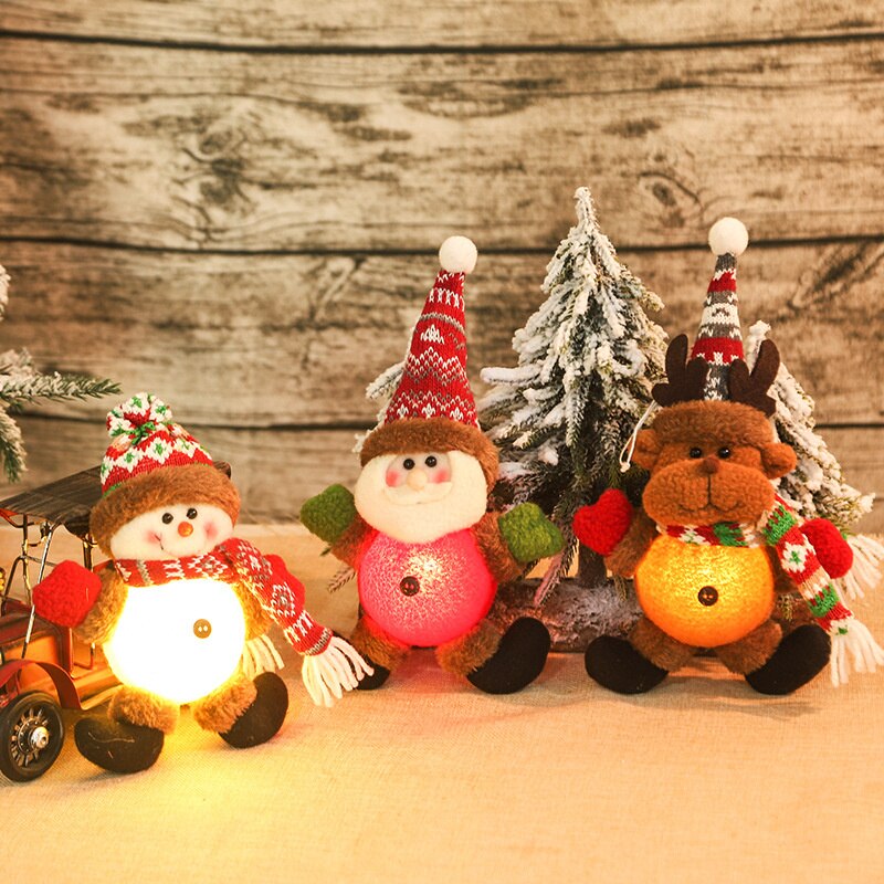 Christmas Gift Christmas Doll With LED Light Santa Claus Snowman Elk Long Legs Xmas Tree Hanging Kids Toy For New Year Gift Christmas Ornaments