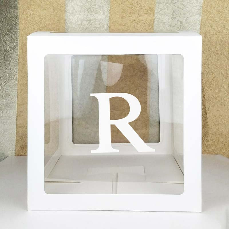 DIY 26 Letter Balloons Box Transparent Name Box First 1st Birthday Party Decor Macaron Balloons Box Baby Shower Balloons Supply