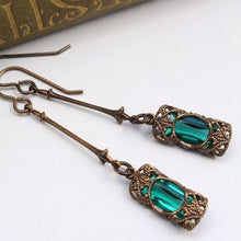 Load image into Gallery viewer, Skhek Modern Women Earrings Vintage Blue/Green Zircon Rhinestones Dangle Earrings For Women Jewelry Accessories Bohemian Gift