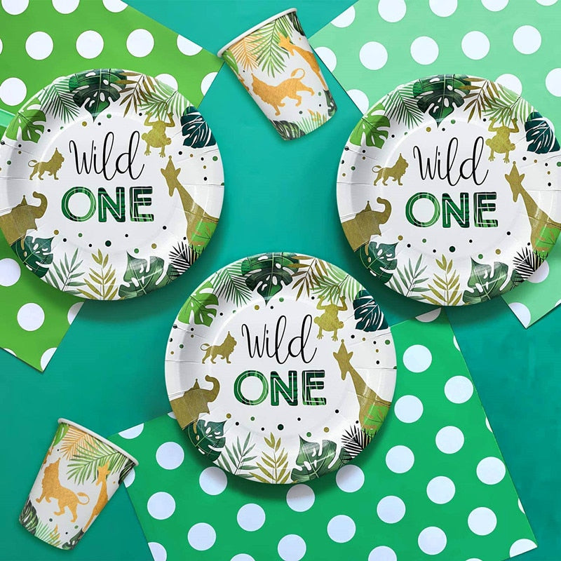 New! Wild One Birthday Party Balloons Jungle Safari Party Forest Decoration Kids First 1st Birthday Safari Jungle Party Supplies