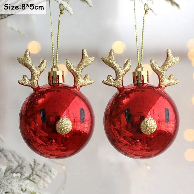 2pcs Elk Christmas Balls Ornaments Bauble Pendant Xmas Tree Hanging Balls Christmas Home Decorations Navidad 2022 Palle Natale
