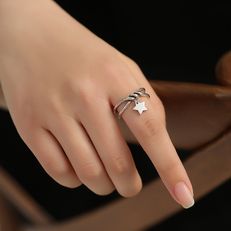 Skhek Ring female ins European and American jewelry simple and creative retro open ring combination