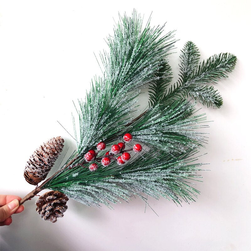 Christmas Gift Christmas Decoration Artificial Pine Branch Fake Pinecone Christmas Berry Red Fruit for Home Party Decor
