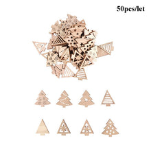 Load image into Gallery viewer, Christmas Gift 50/100pcs Wooden Christmas Decorations DiY Christmas Tree Ornaments Pendant Santa Claus Snowflakes Deer Wood Xmas Party Decor