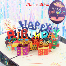 Load image into Gallery viewer, Hot 3D Pop UP Happy Birthday Cake Cards Invitation Greeting Card Business Kids Gift Tourist Postcard for Friend Dad Mom Present