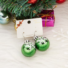 Load image into Gallery viewer, Christmas Gift Shiny Christmas Snowflake Drop Earring Resin Round Ball Piercing Dangle Earring For Women Charm Christmas Jewelry Gift