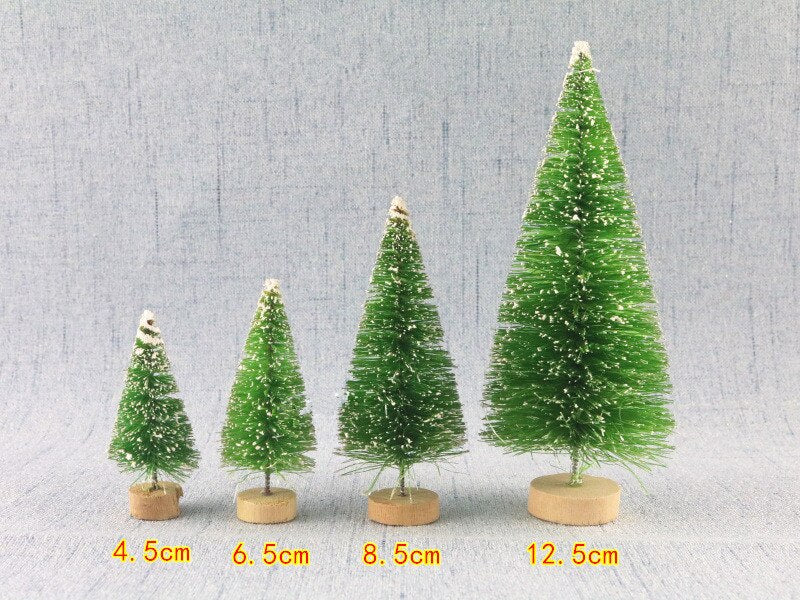 Christmas Gift 10 Pcs 4.5cm To 12.5cm Small Decorated Christmas Tree Fake Pine Tree Mini Artificial Christmas Tree Santa Snow Home Decoration