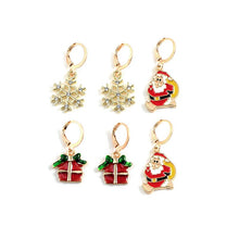 Load image into Gallery viewer, Christmas Gift Christmas Snowflake Earrings Cartoon Christmas Gift Box Santa Claus Cute Earrings Christmas Earrings Set for Girls Jewelry 2020
