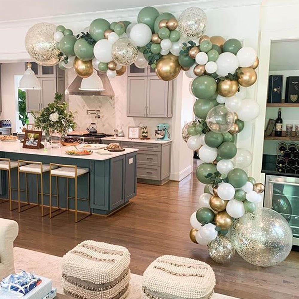 119pcs New Retro Color Bean Paste Green Balloon Arch Garland Kit  Wedding Hawaiian Party Birthday Ballons Globos Decoration