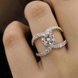Skhek Simple Hollow Design Fashion Rhinestones Zircon Rings For Women Accessories Wedding Engagement Jewelry Gift