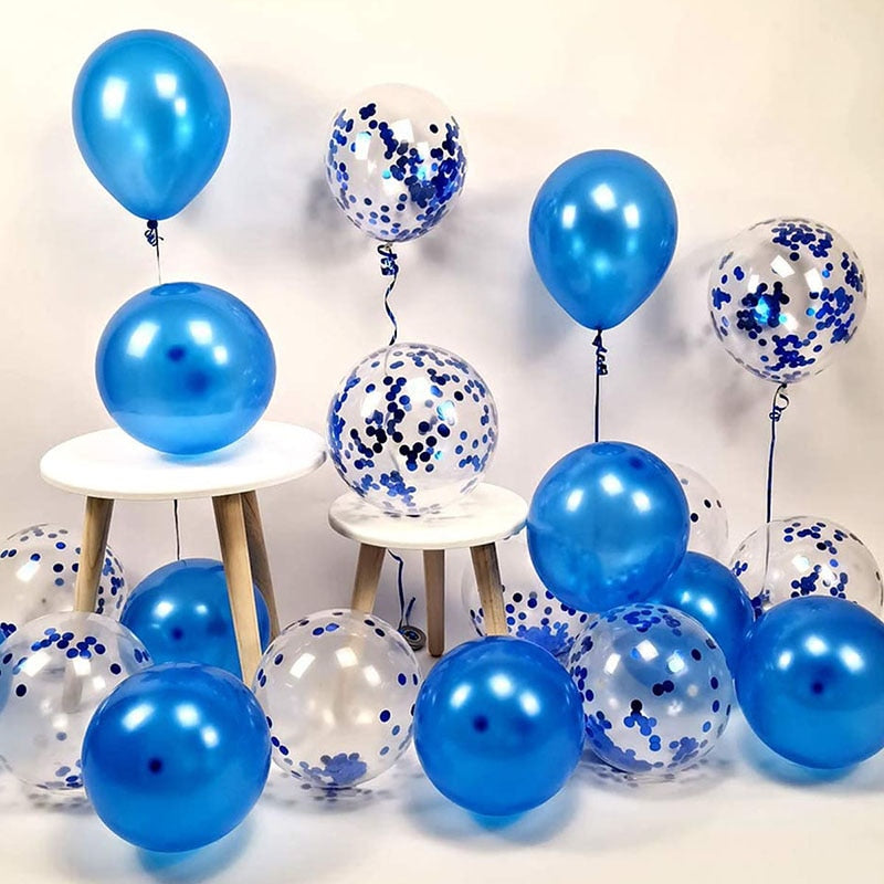 30pcs 12inch Silver Confetti Balloon Happy Birthday Wedding Party Decor Globos Pearl White Air Helium Balls Baby Shower Supplies