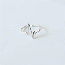 Load image into Gallery viewer, Christmas Gift New Fashion Popular Electrocardiogram Creative Simple 925 Sterling Silver Jewelry Wave Heartbeat Lightning Opening Rings R067