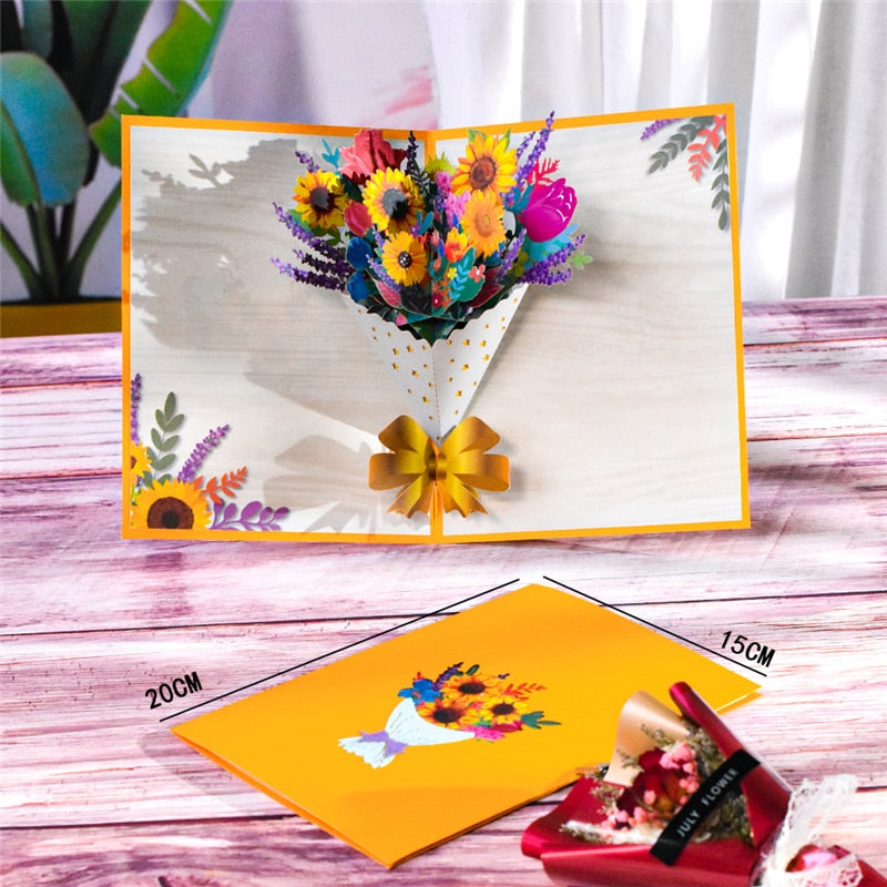 Get Well Soon Card Pop-Up Flowers Cards Sympathy Mothers Day Wedding Anniversary Birthday 3D Greeting Cards All Occasions