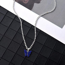 Load image into Gallery viewer, Dazzling Acrylic Butterfly Choker Necklaces Rhinestone Chain White Black Color Simple Clavicle Necklace Animal Korean Jewelry