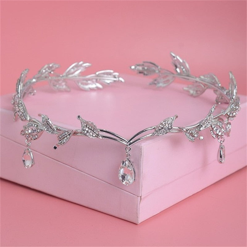 Skhek Wedding Hair Tiara Crystal Bridal Tiara Crown Silver Color Diadem Veil Tiaras Wedding Hair Accessories Headpieces Head Jewelry