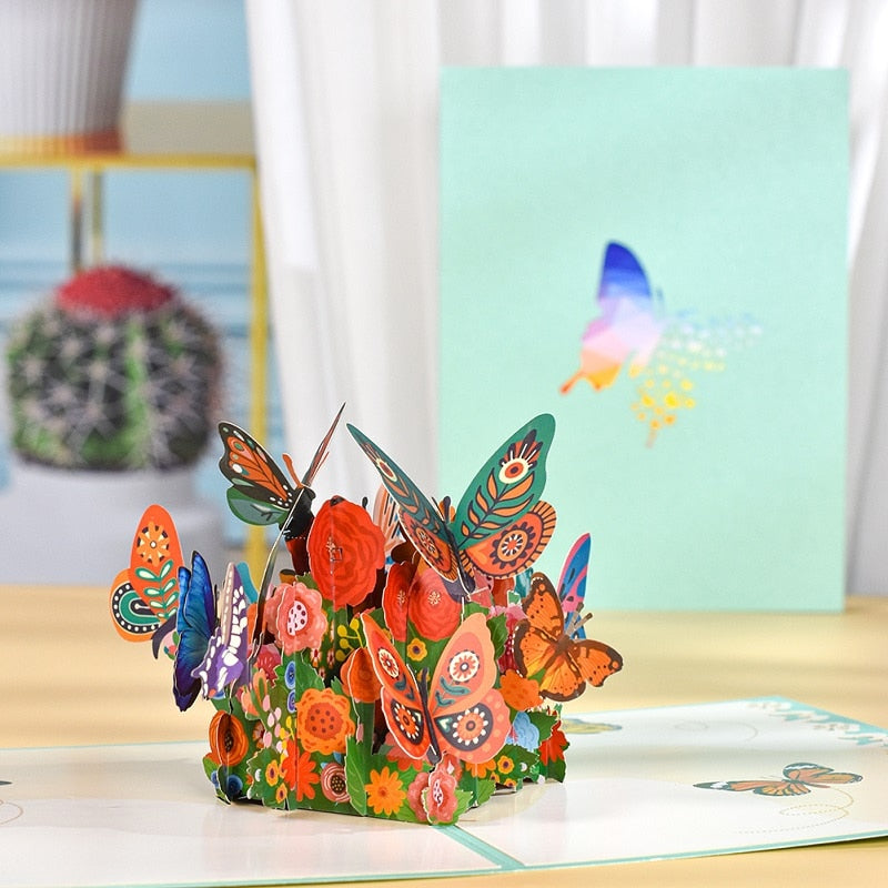 3D Pop Up Butterfly Birthday Cards Mothers Day Anniversary Valentines Day for Kids Women All Occasions Handmade Greeting Card