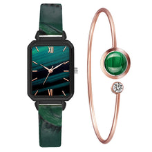 Load image into Gallery viewer, Christmas Gift New Watch Women Fashion Casual Leather Belt Watches Simple Ladies Rectangle Green Quartz Clock Dress Wristwatches Reloj Mujer