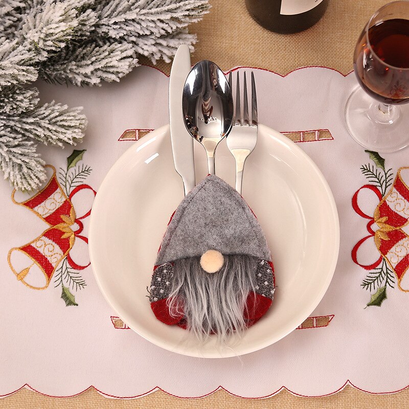 3pcs Christmas Tableware Holder Knife Fork Cutlery Christmas Decorations for Home Party Decor for Home Table Gift Drop Shipping