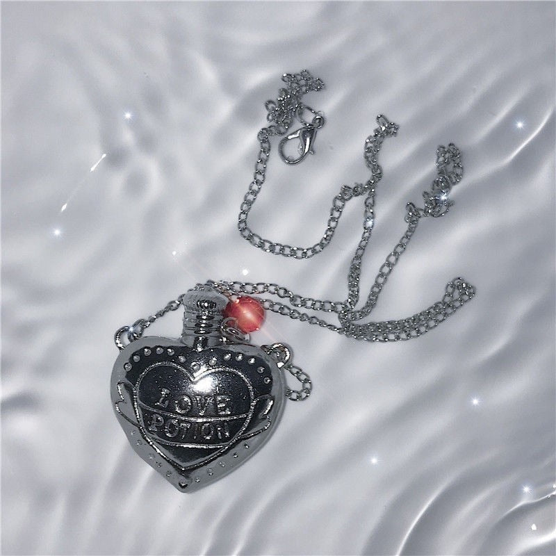 New Ins Hip-hop Three-dimensional Pink Heart Bottle Necklace Love Letter Bottle Pendant Necklaces For Women Fashion Jewelry