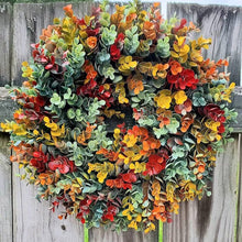 Load image into Gallery viewer, Christmas Gift 35cm Fall Artificial Eucalyptus Wreath Farmhouse Front Door Decoration Hanging Wreath For Thanksgiving Autumn Harvest Ornament