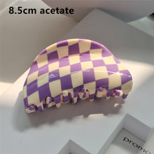 Load image into Gallery viewer, Skhek 2022 New Ins Large Multicolor Checkerboard Grid Square Semicircle Acetate Hair Clip Claw Hair Women Hair Accessories