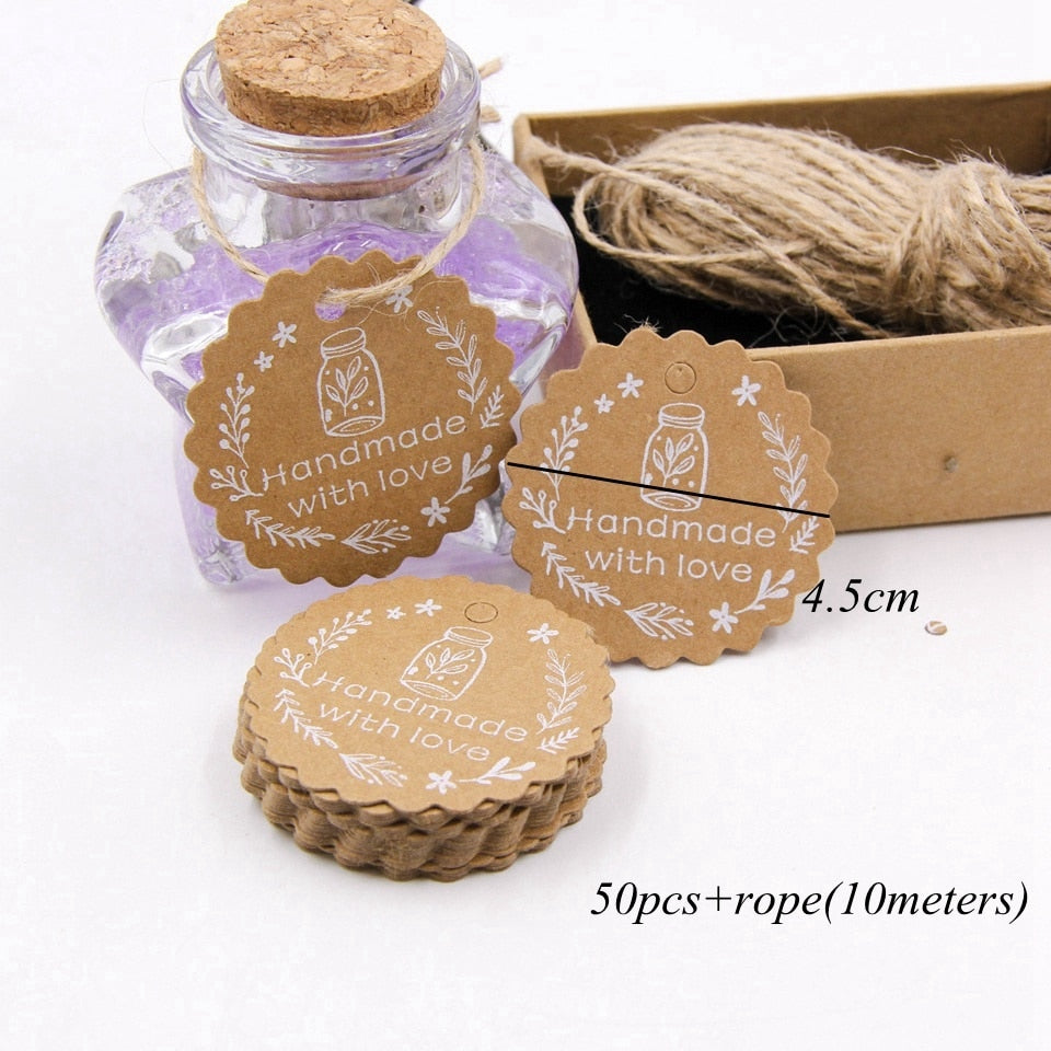 50PCS Round Laciness Paper Tags  Kraft Paper Card  Tags Labels DIY Scrapbooking  Crafts Hang Tags Christmas/Wedding Party Favors