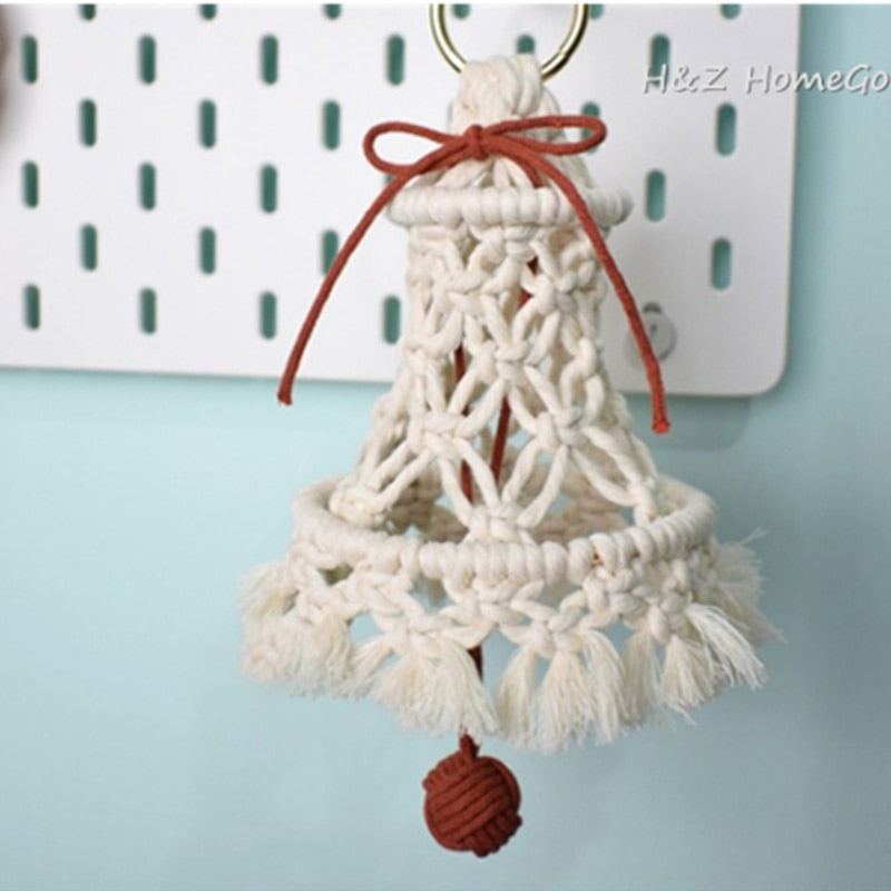 Macrame Wall Hanging Tapestry Christmas Bell Socks Snowflake For Christmas Tree Decorations Home Room House Decor Kids Gift