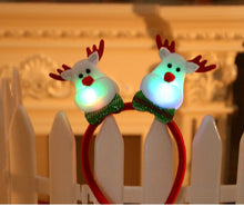 Load image into Gallery viewer, Lovely Christmas Headband Santa Reindeer Snowman Bear LED Light Headband Hair Band Lightening Double Head Xmas Decoration F
