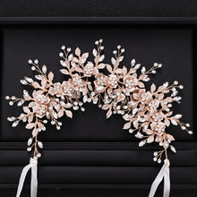 Load image into Gallery viewer, Silve rColor Bridal Flower Headband Prom Tiara Wedding Hair Accessories Bride Handmade Hair ornaments Female Crystal Headdress
