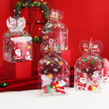 10pcs/set PVC Transparent Candy Box Christmas Decoration Gifts Box Packaging Santa Claus Snowman Elk Reindeer Candy Apple Boxes